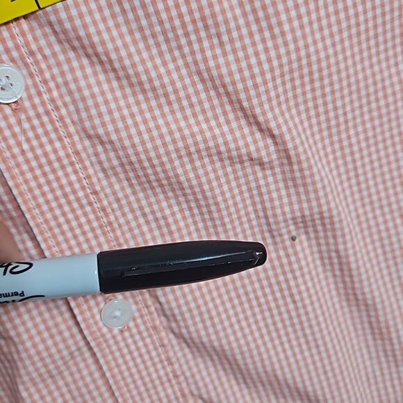 Men's Medium Calvin Klein Pink White Dress Shirt (Flawed) - Picture 5 of 6